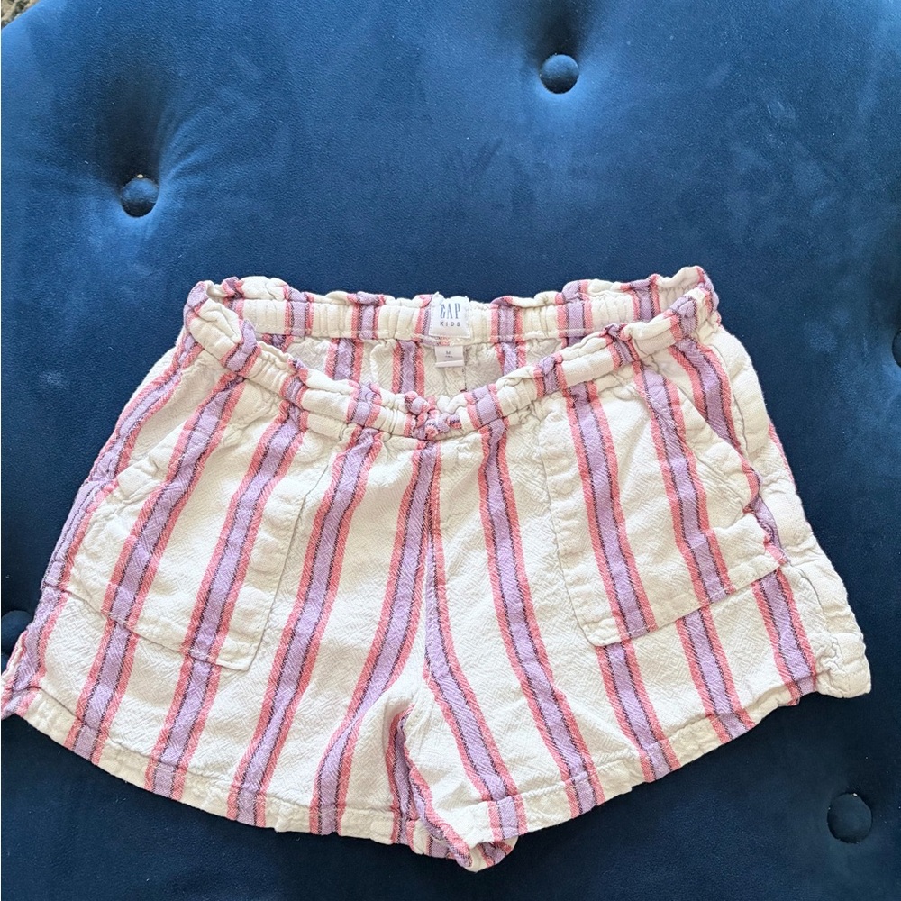 GAP Kids girls Pink and Purple Striped soft linen like shorts - Picture 2 of 5